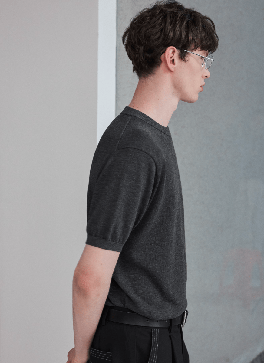 summer knit / サマーニット 半袖 クルーネック きれいめ N5305 - ファッション通販 NNine(ナイン)
