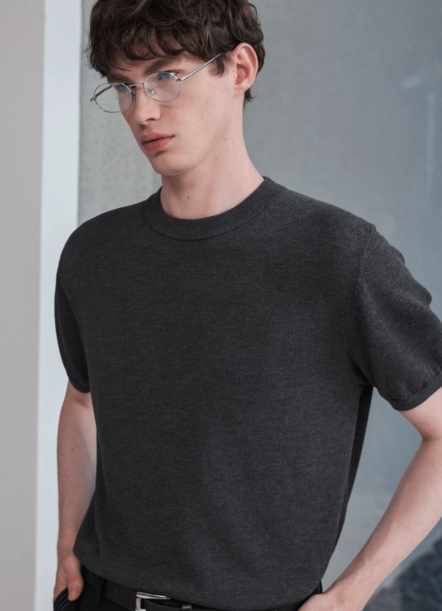 summer knit / サマーニット 半袖 クルーネック きれいめ N5305 - ファッション通販 NNine(ナイン)