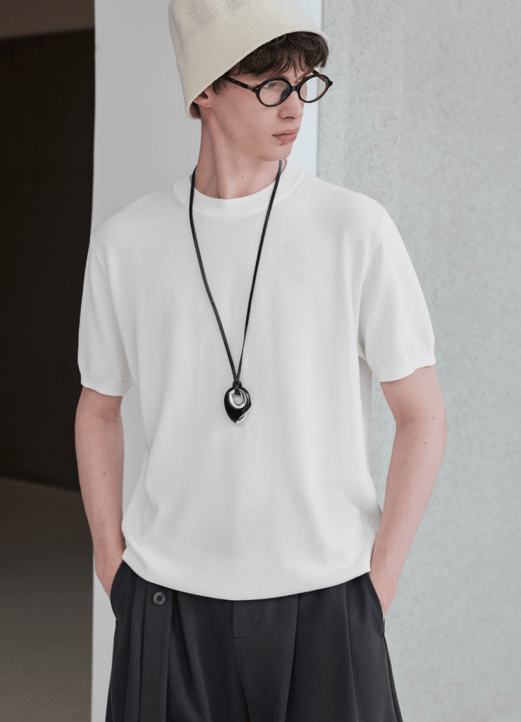 summer knit / summer knit, short sleeves, crew neck, clean N5305