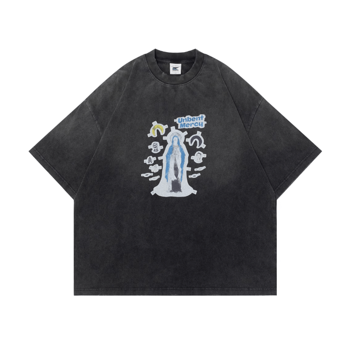 ヴィンテージダーティー加工プリントTシャツ コットン100% メンズ