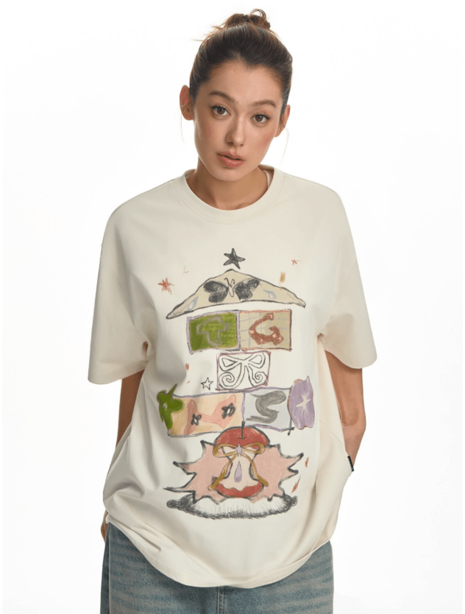 ウォーターカラー・グラフィックTシャツ N5624 - ファッション通販NNine(ナイン)