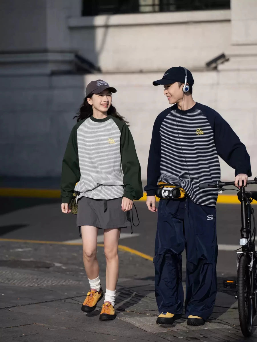 配色ラグランボーダー長袖Tシャツ N6654 - ファッション通販NNine(ナイン)