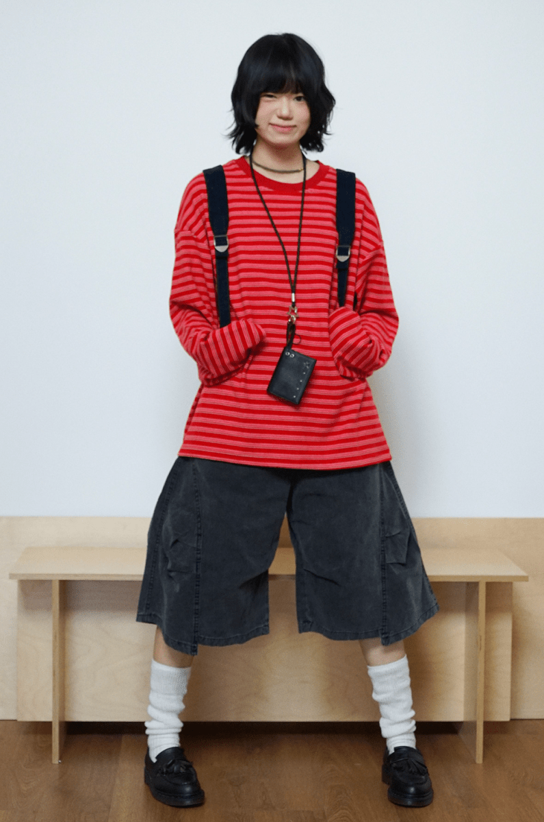 レッドボーダールーズロングTシャツ N6776 - ファッション通販NNine(ナイン)