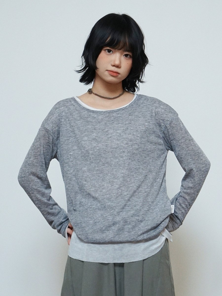 レイヤード風ライトロングTシャツ N6783 - ファッション通販NNine(ナイン)
