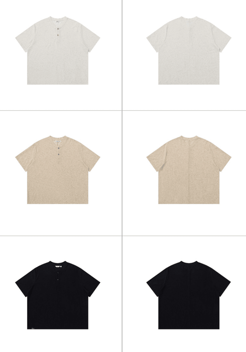 リネン混紡 ヘンリーネック リラックスTシャツ N6853 - ファッション通販NNine(ナイン)