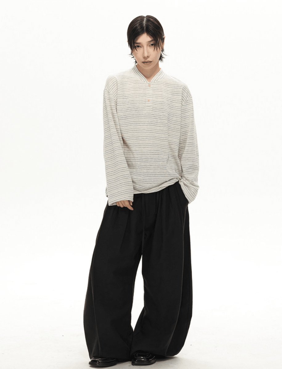 ボーダー ヘンリーネック ロングスリーブTシャツ N6940 - ファッション通販NNine(ナイン)