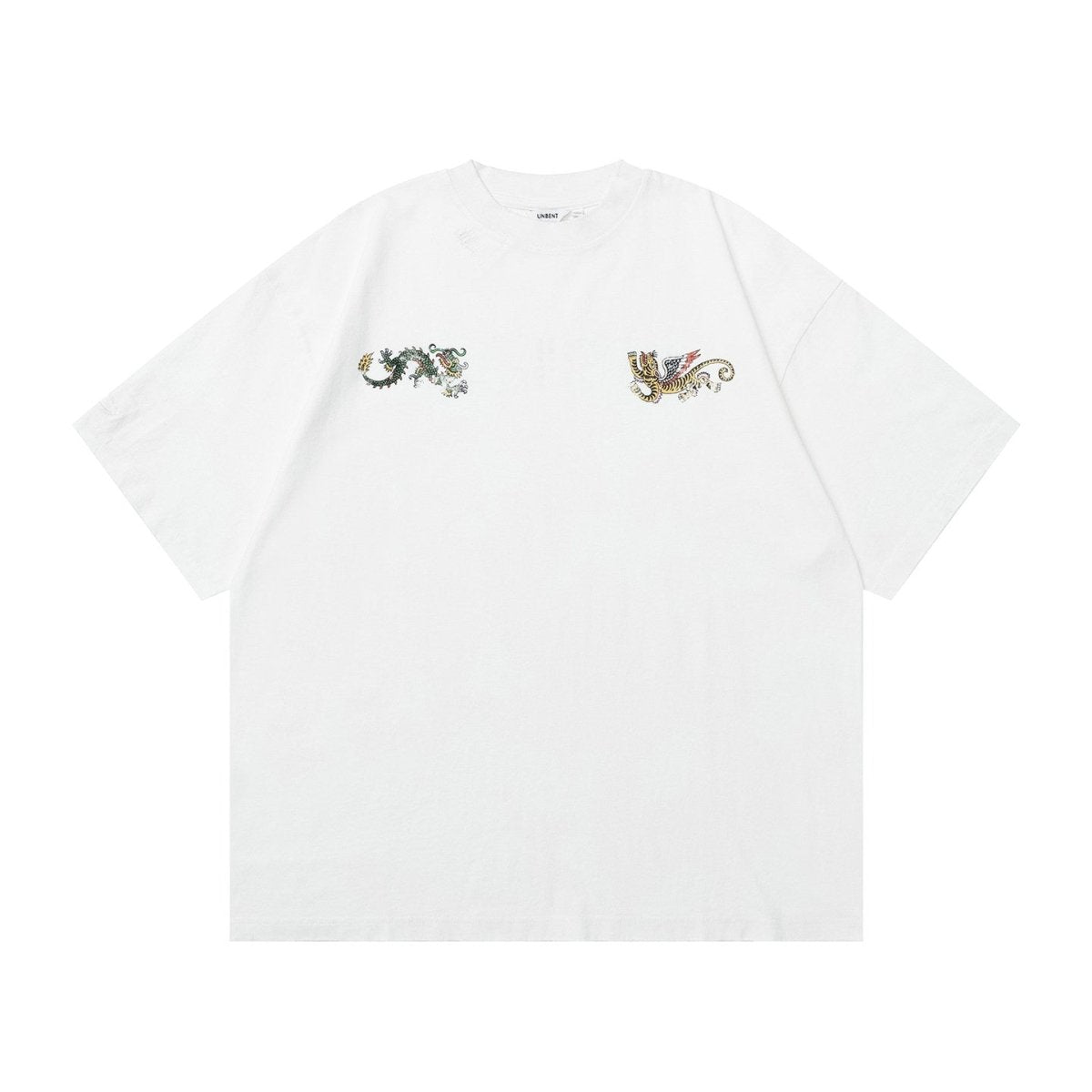 コットン龍虎プリントダメージ加工Tシャツ N7074 - ファッション通販NNine(ナイン)