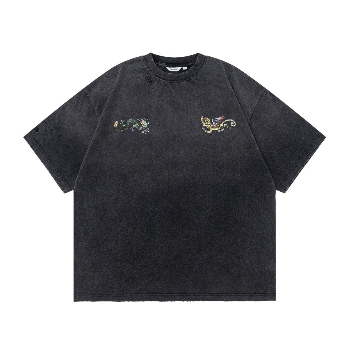 コットン龍虎プリントダメージ加工Tシャツ N7074 - ファッション通販NNine(ナイン)