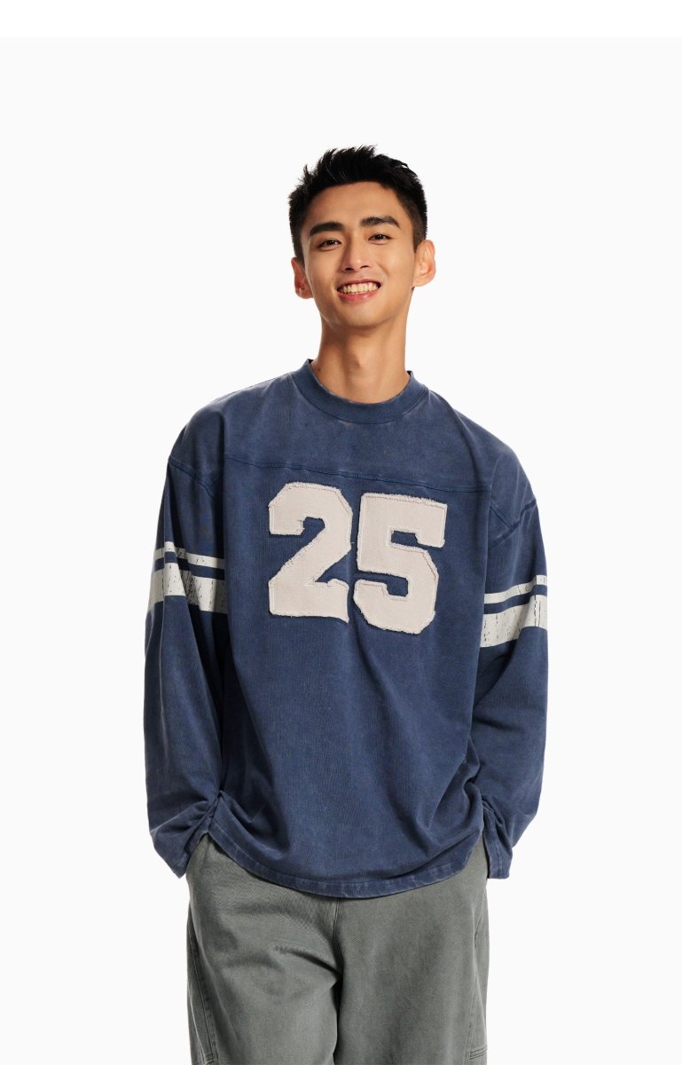 ナンバーパッチウォッシュフットボールロングTシャツ N7401 - ファッション通販NNine(ナイン)