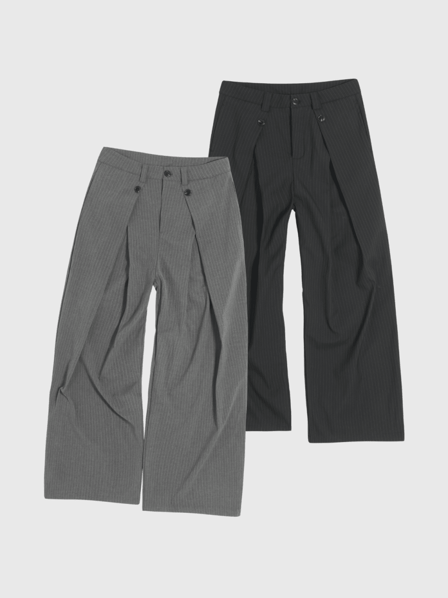 TR混紡 ピンストライプ タックワイドスラックス N7037 - ファッション通販NNine(ナイン)