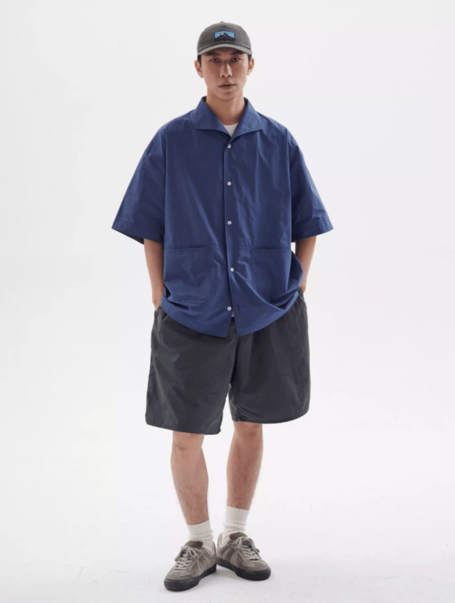 U字パッチポケット開襟シャツ メンズ レディース 綿100% 半袖|U - shaped Patch Pocket Open Collar SHIRT N5419 - メンズファッション通販 NNine(ナイン)