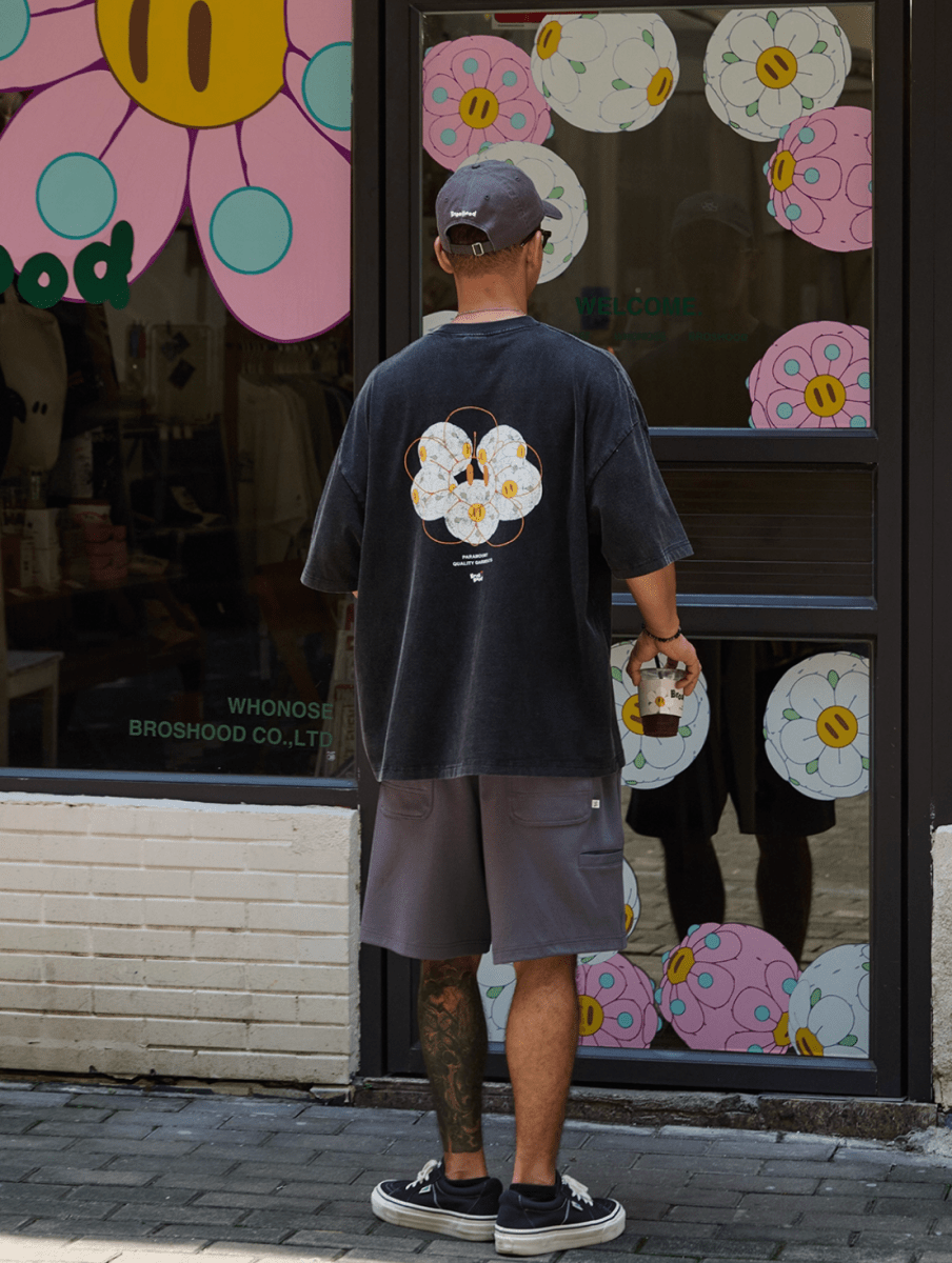 Vintage flower ball print T-shirt N5615 - ファッション通販NNine(ナイン)