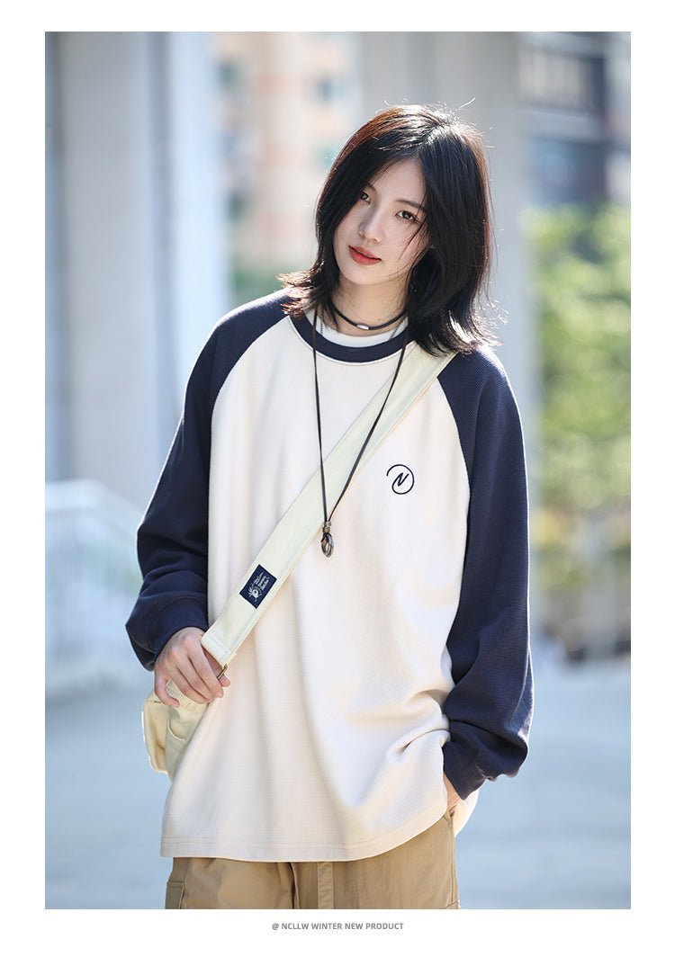 waffle fabric raglan sweatshirt NW368 - NNine