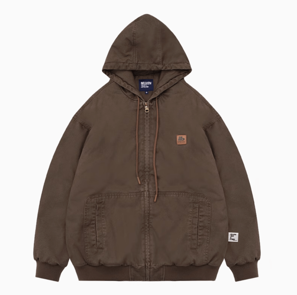 中綿入り】washed zip hoodie N4560