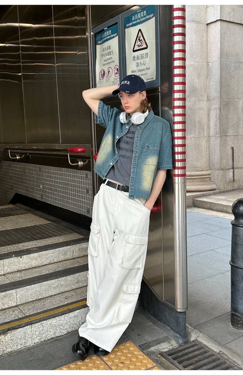 white cargo pants N3738 - NNine