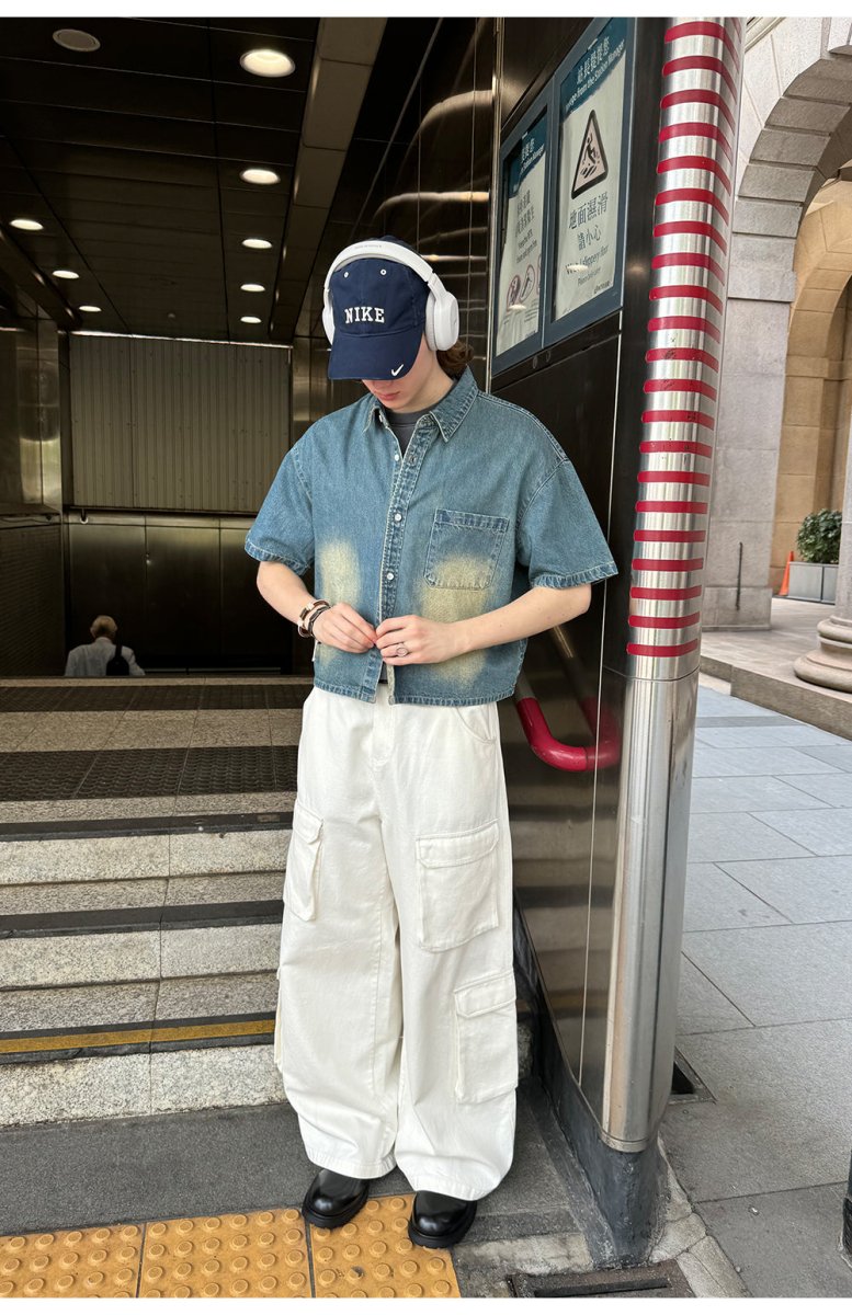 white cargo pants N3738 - NNine