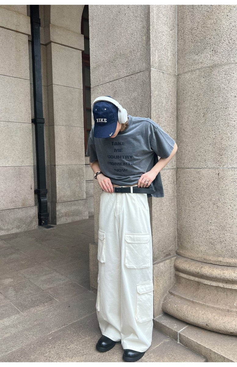white cargo pants N3738 - NNine