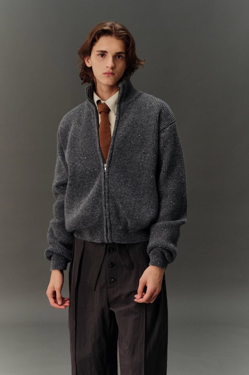 WOOL BLEND KNIT ZIP JACKET / ウールブレンド短丈ニットジャケット N4619 - NNine