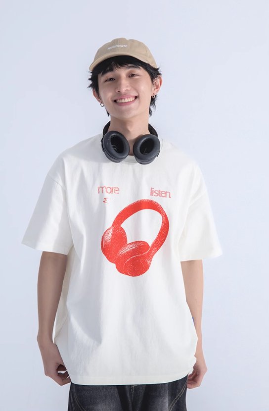 【270G】Headphone print T-shirt N168 - NNine