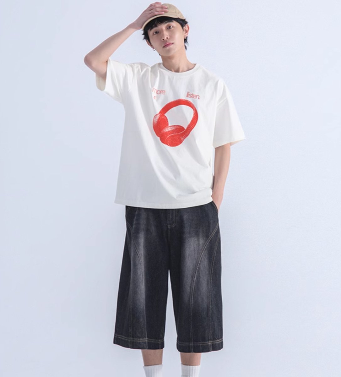 【270G】Headphone print T-shirt N168 - NNine