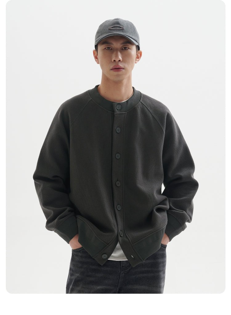 【400G】Heavyweight waffle knit cardigan N187 - NNine
