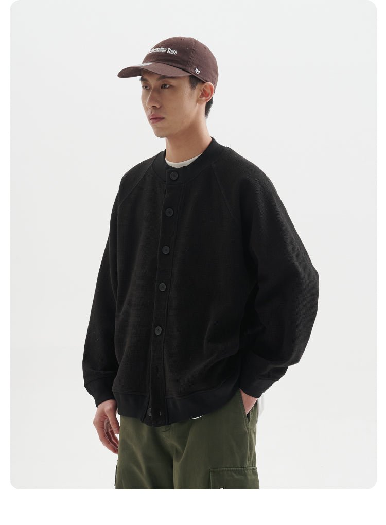 【400G】Heavyweight waffle knit cardigan N187 - NNine