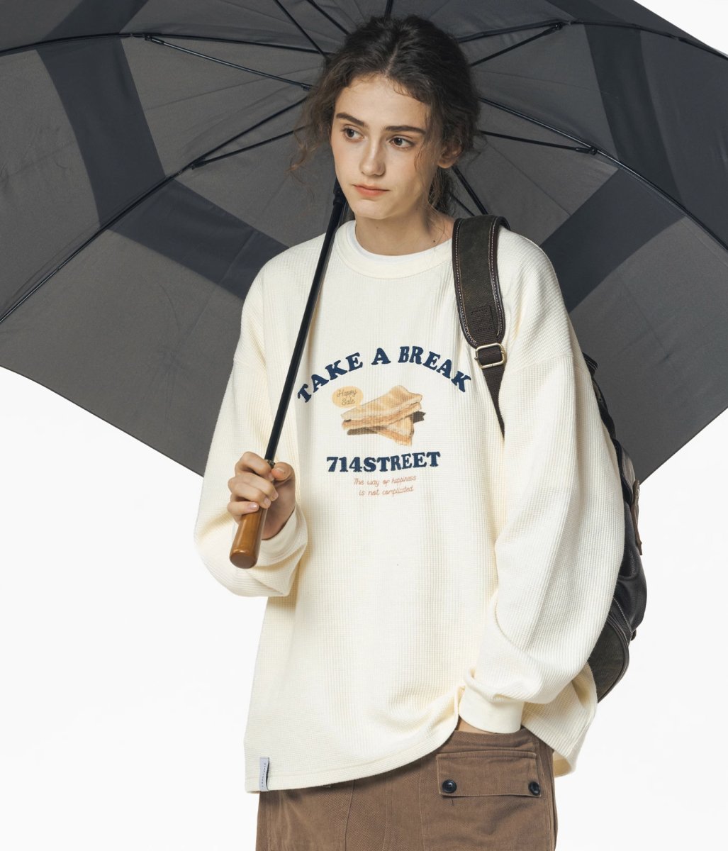 Breakfast Print Waffle Pullover N2427 - NNine