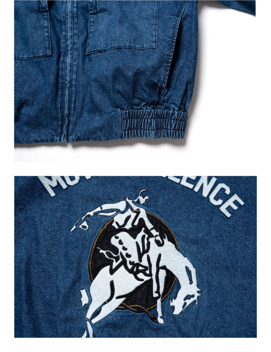 Denim jacket with high density knitting embroidery N3266 - NNine