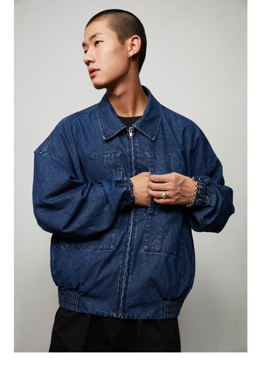 Denim jacket with high density knitting embroidery N3266 - NNine