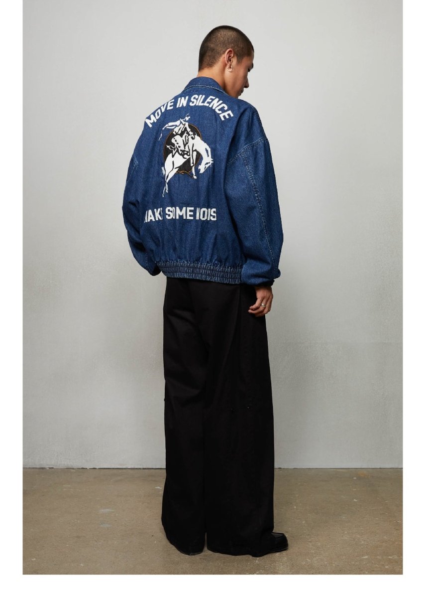 Denim jacket with high density knitting embroidery N3266 - NNine