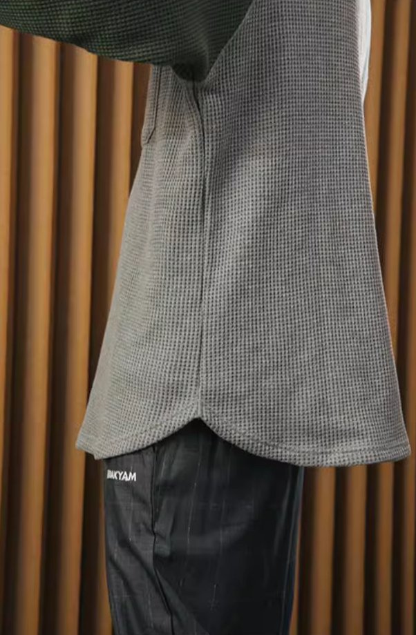 Retro Henley Neck Waffle T-Shirt N3228 - NNine