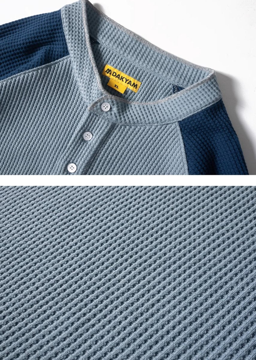 Retro Henley Neck Waffle T-Shirt N3228 - NNine