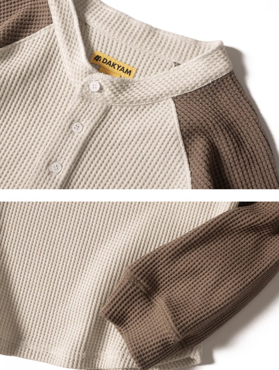 Retro Henley Neck Waffle T-Shirt N3228 - NNine