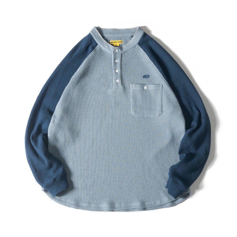 Retro Henley Neck Waffle T-Shirt N3228 - NNine