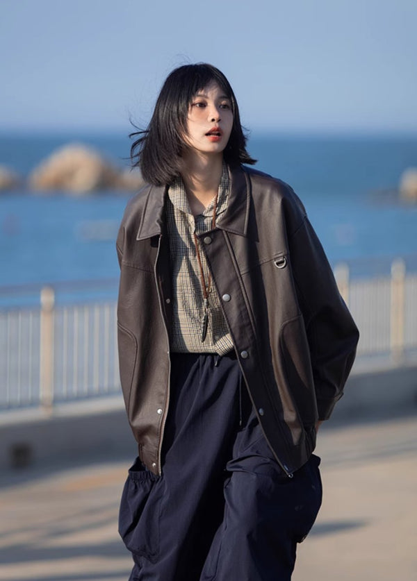Retro leather jacket N3107