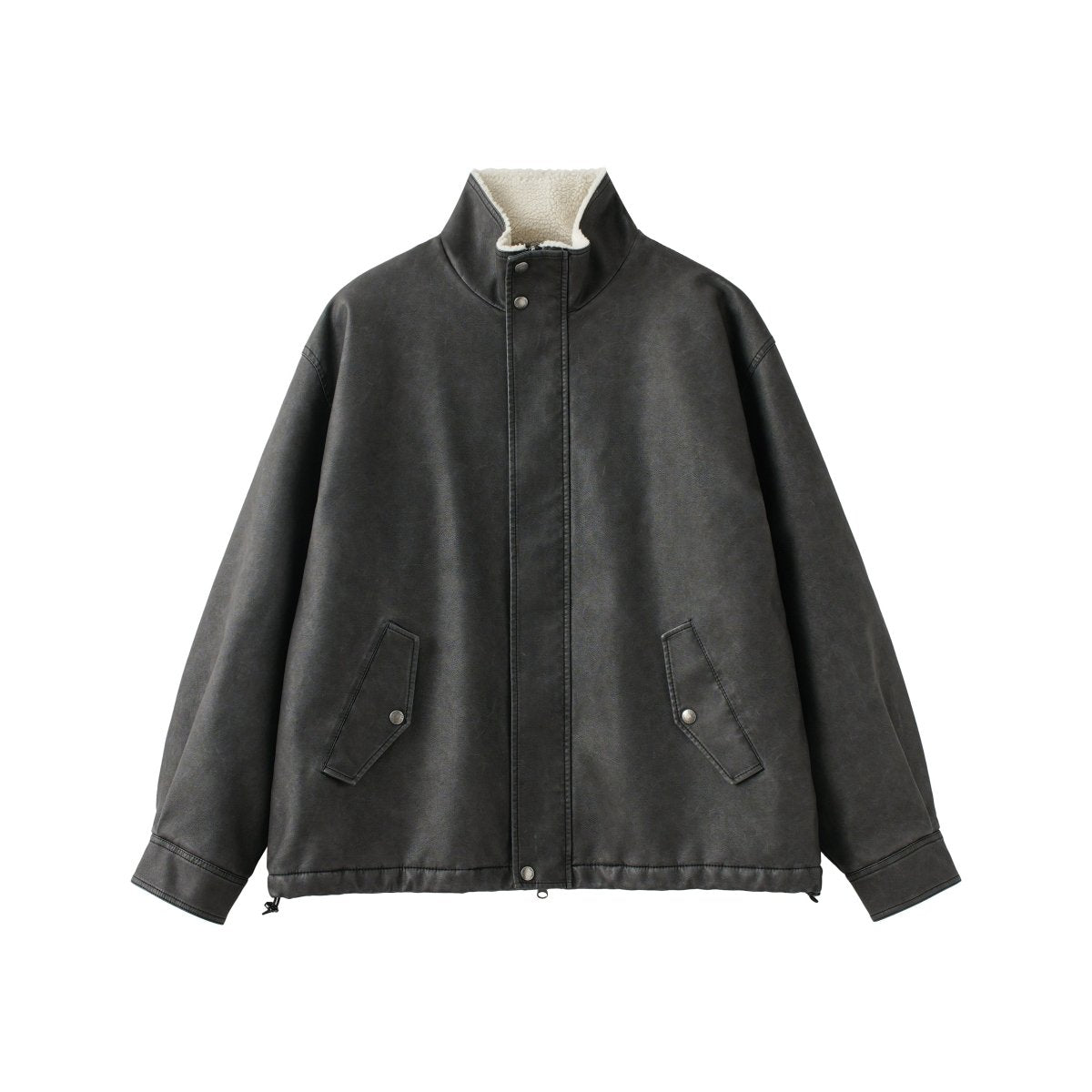 retro-washed lined boa leather jacket N3007 – NNine