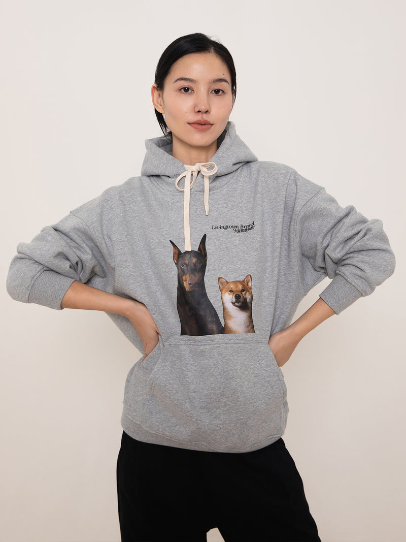 【440G】heavy weight dog print hoodie   N4701