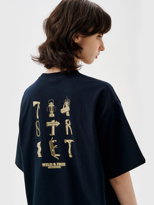 【240G】campback print t-shirt   N3613