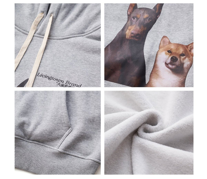 【440G】heavy weight dog print hoodie   N4701