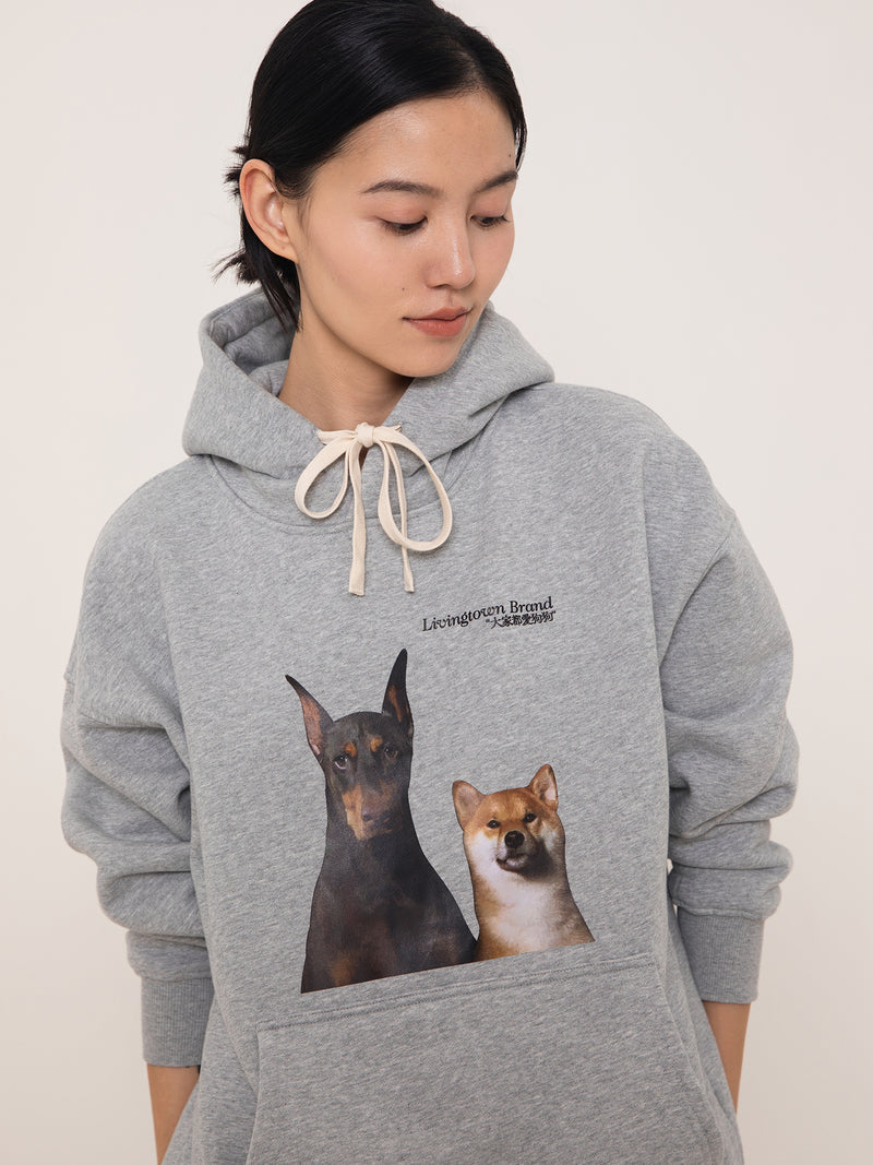 【440G】heavy weight dog print hoodie   N4701