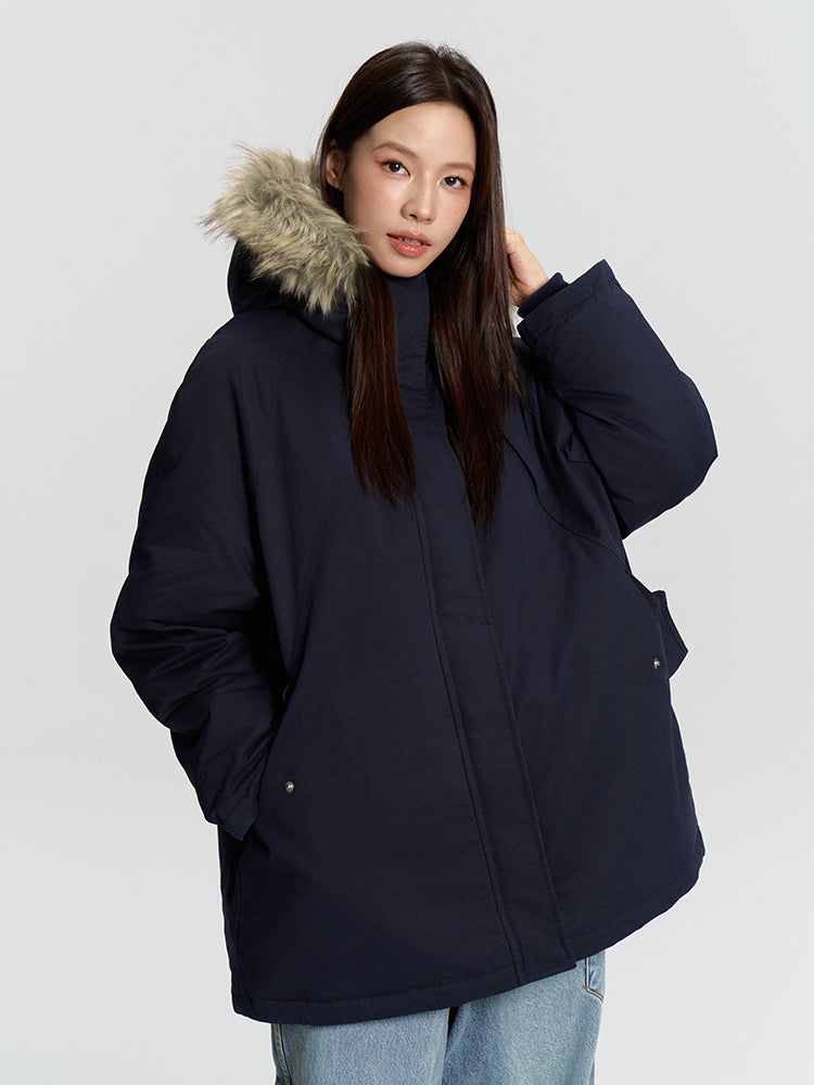 ボアトリム・フーデッド・ミドル丈パファージャケット N6231