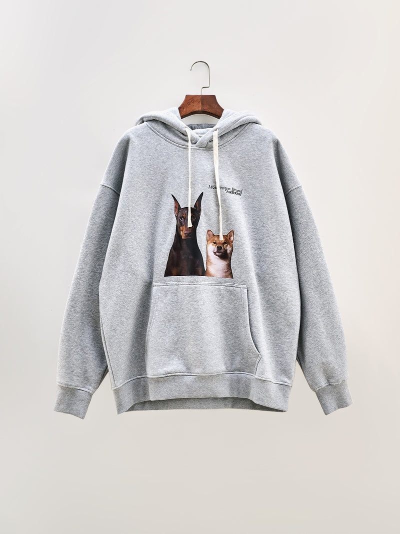 【440G】heavy weight dog print hoodie   N4701