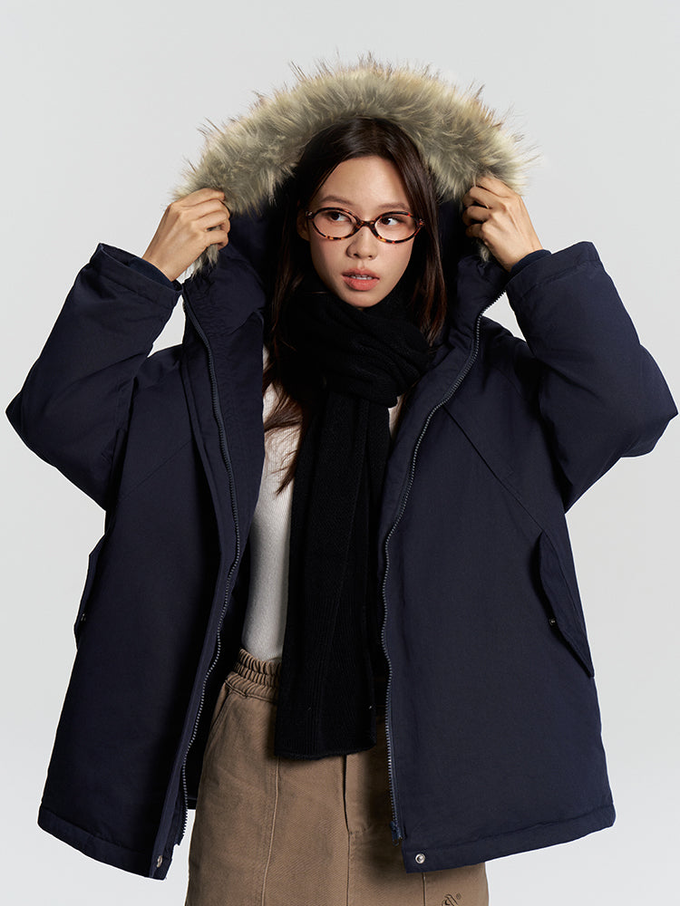 ボアトリム・フーデッド・ミドル丈パファージャケット N6231