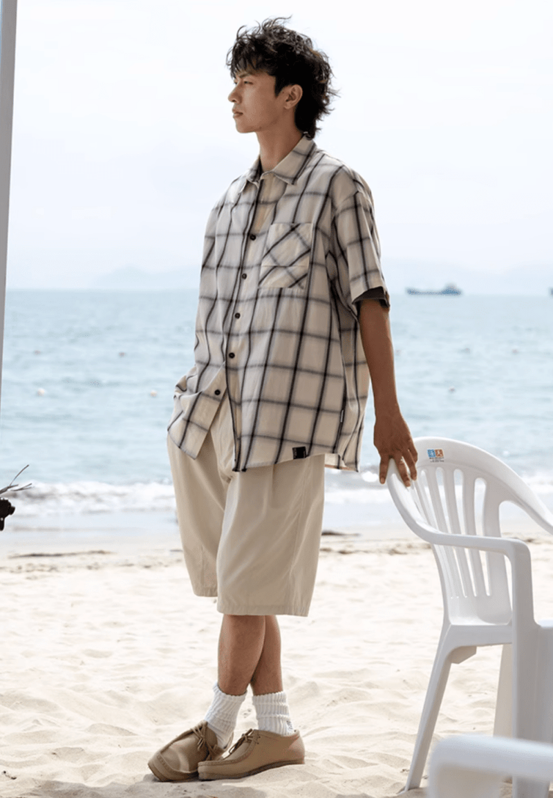 コットンチェックシャツ 綿100% 半袖 / Cotton Check Shirt N5492 - メンズファッション通販 NNine(ナイン)
