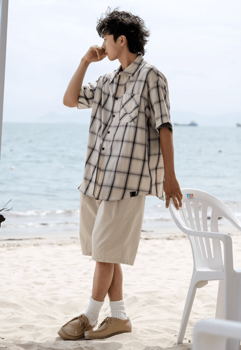 コットンチェックシャツ 綿100% 半袖 / Cotton Check Shirt N5492 - メンズファッション通販 NNine(ナイン)