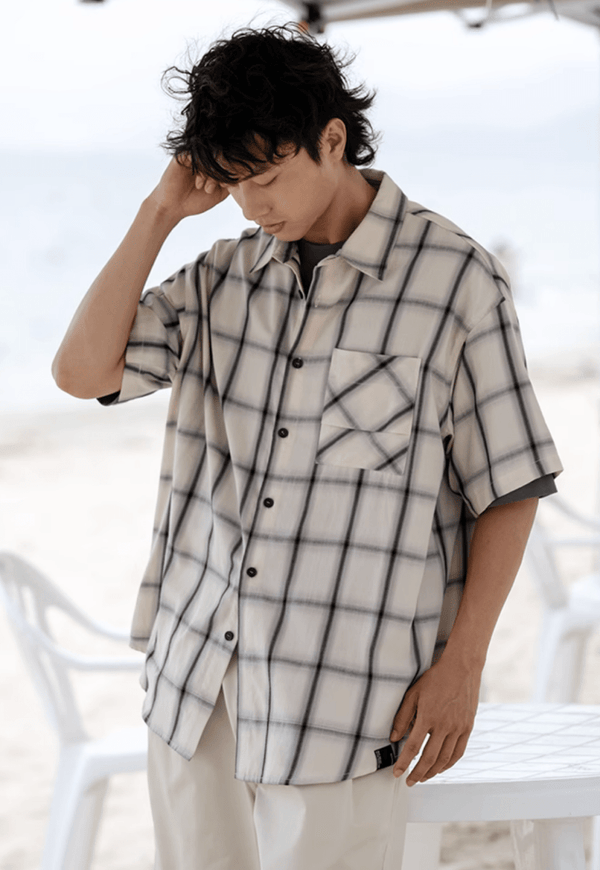 コットンチェックシャツ 綿100% 半袖 / Cotton Check Shirt N5492 - メンズファッション通販 NNine(ナイン)
