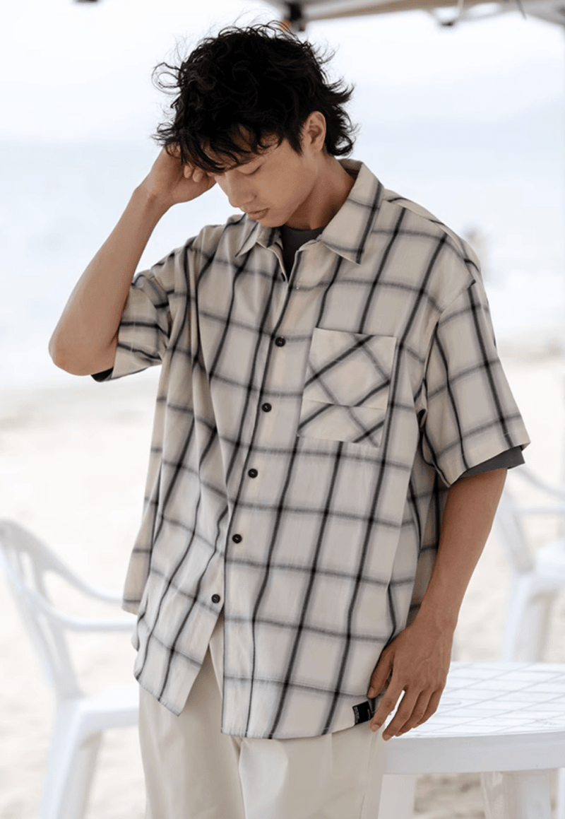 コットンチェックシャツ 綿100% 半袖 / Cotton Check Shirt N5492 - メンズファッション通販 NNine(ナイン)