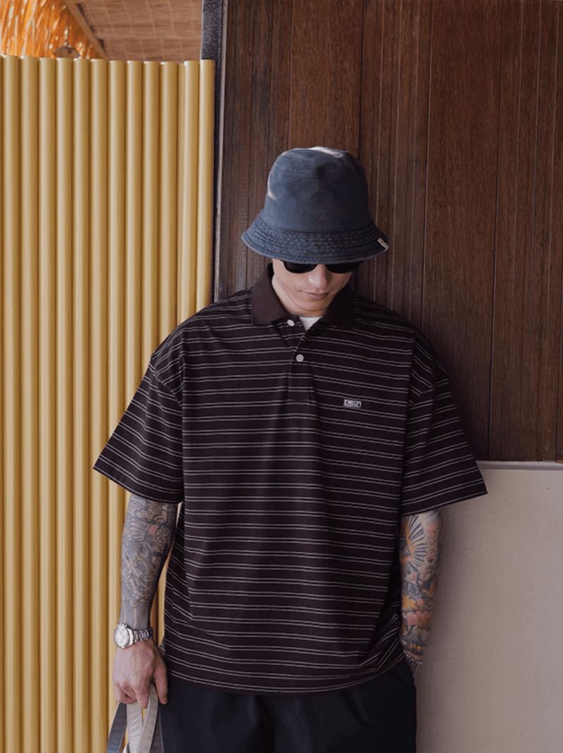 ストライプポロシャツ コットン100% / Striped Polo Shirt N5515 - ファッション通販NNine（ナイン）