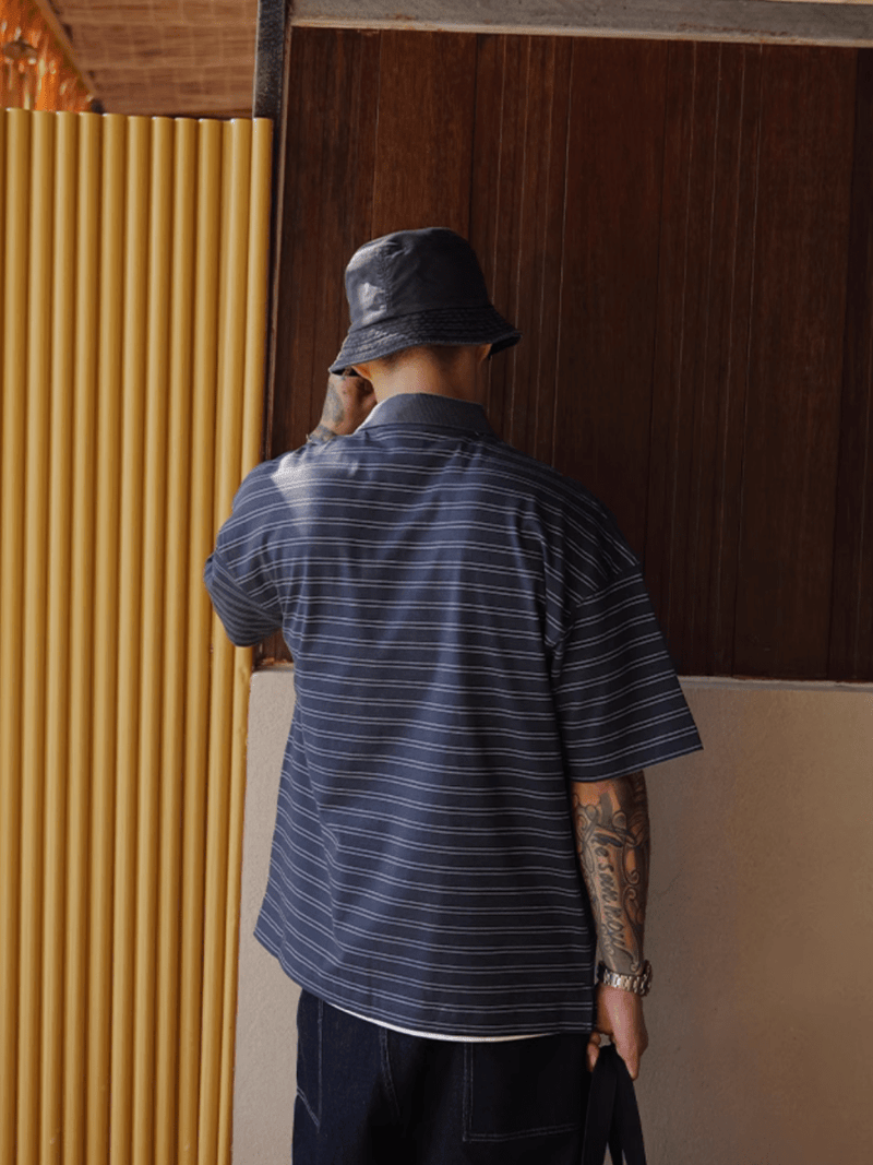ストライプポロシャツ コットン100% / Striped Polo Shirt N5515 - ファッション通販NNine（ナイン）