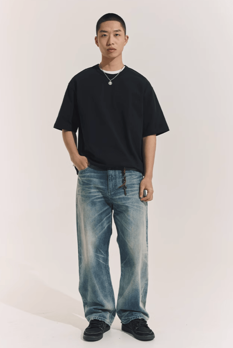 ウォッシュストレートデニムパンツ コットン100% / Washed Straight Denim N5500 - ファッション通販NNine（ナイン）